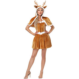 Robe de Noël mignonne en velours sans bretelles, ensemble de costume de cosplay de <span class=keywords><strong>renne</strong></span> pour les fêtes, tenue de fête pour femmes - Product Image 6