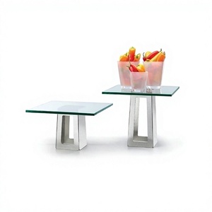Support à gâteau design en acier inoxydable avec plateau en verre, taille personnalisée, pour la vente en gros - Product Image 1