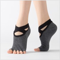 Chaussettes sans orteil pour femmes Open Toe Non Slip Grip Socks for Dance Pilates Barre Ballet Yoga
