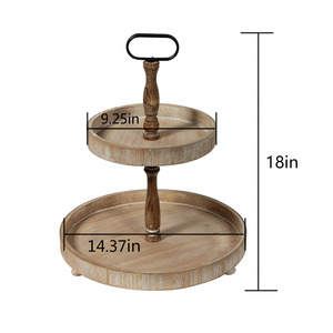 Alzata <span class=keywords><strong>per</strong></span> torta ad alta capacità regolabile in altezza <span class=keywords><strong>per</strong></span> fattoria vassoio da portata a 2 livelli in <span class=keywords><strong>legno</strong></span> massello invecchiato con manici decorazioni <span class=keywords><strong>per</strong></span> la casa rustiche - Product Image 4