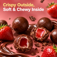Bonbons gélifiés en gros sous marque privée, fraises enrobées de chocolat, dessert pour enfants, saveur fruitée, boules de gomme molles