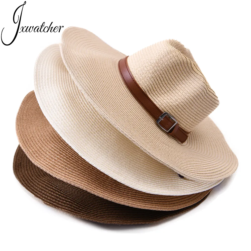 Sombrero de paja de papel con visera ancha para mujer, Sombrero de paja con visera ancha, de lujo, Unisex