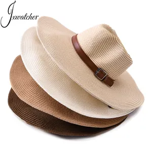 Wholesale Floppy Sunscreen Travel Unisex Factory Luxury Panama Fedora Beach Summer Big Wide Brim Women Paper Straw Hats Sombrero