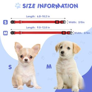 Gesper pengaman kotoran anak anjing kecil, aksesori kerah anjing nilon lembut 20 warna anak anjing anjing dengan kerah gesper logam