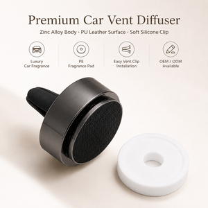 Luxuriöser Auto-Lufterfrischer mit Lüftungsclip aus Zinklegierung und PU-Leder für den Fahrzeuginnenraum - Product Image 1