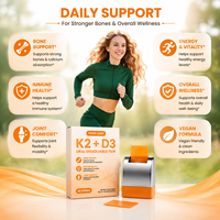 Vitamine D3 et K2 MK7 végétaliennes 3000 UI 10000 UI en bandes filmées à dissolution orale, complément pour les articulations et l'immunité
