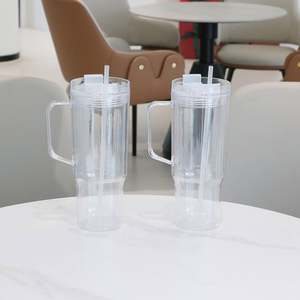 Venta al por mayor de globos de nieve sin BPA para manualidades, vaso de plástico de doble pared de 40 oz con orificio preperforado y asa. - Product Image 5