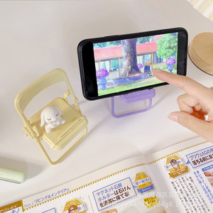 Mini Folding Chair Phone Stand Desk Holder Portable Multi Color <b>ABS</b> Material For Student Dorms - Product Image 2