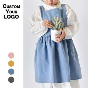 Linen Cotton Waterproof <b>Kitchen</b> <b>Apron</b> Adjustable Korean Printed Full Smock for Cafe Bakery Restaurant Artist Work Cooking - Product Image 1