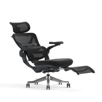 Chaise de bureau ergonomique en maille de nylon avec siège rembourré, appui-tête 5D, accoudoirs 5D en PU, repose-pieds rétractable à double tige pour bureau à domicile
