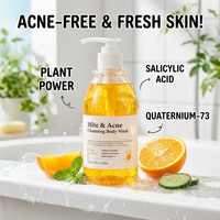 Nettoyant Corporel Liquide Rafraîchissant et Nourrissant à l'Extrait Végétal d'Acide Salicylique, 250ml, Flacon Pompe, Vente en Gros, OEM, ODM, Personnalisé