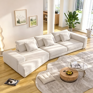 Modern L-Shape Fabric Sectional <b>Sofa</b> With <b>Cushion</b> Back And Square Arms Living Room Modular Furniture <b>Set</b> - Product Image 3