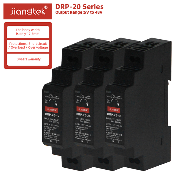 JIANGTEK DRP Series 20W 5V 12V 24V 48V Single Output DIN-Rail Mounted Power Supply