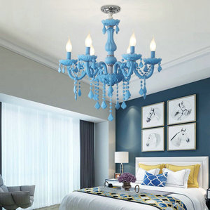Macaron bleu cristal lustre salon chambre lustre Nordique créatif diffuse café net <span class=keywords><strong>cafe</strong></span> cristal lumière tube - Product Image 3