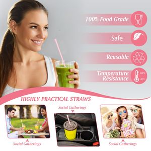 Reusable Silicone Straws for 40oz & 30oz Tumblers <b>Cup</b> Cleaning Brushes Adjustable Length Soft Drinking Straws for <b>Large</b> <b>Cups</b> - Product Image 6