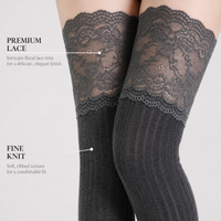 Chaussettes longues OEM pour femmes, au-dessus du genou, avec dentelle, tricot côtelé, pour cosplay, Lolita, fête, uniforme scolaire JK, automne-hiver