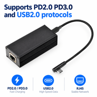 Harga Pabrik PD2CBT-20V PoE ke Adaptor Type-C 45W Output Maksimum Perlindungan Sirkuit Isolasi Kartu Jaringan CE FCC