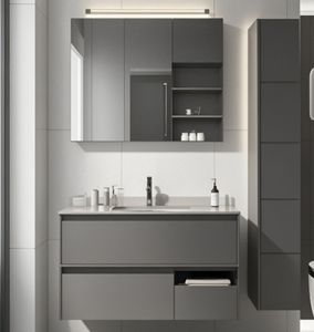 Mueble de Baño Moderno y Lujoso Personalizado para Hotel, con Espejo LED, Tocador de Madera Contrachapada - Product Image 2