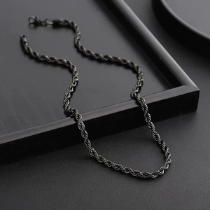 2-6MM Classic <b>Black</b> Twisted Rope <b>Chain</b> Stainless Steel <b>Necklace</b> Waterproof Hip Hop Metal Jewelry for <b>Men</b> Women - Product Image 4