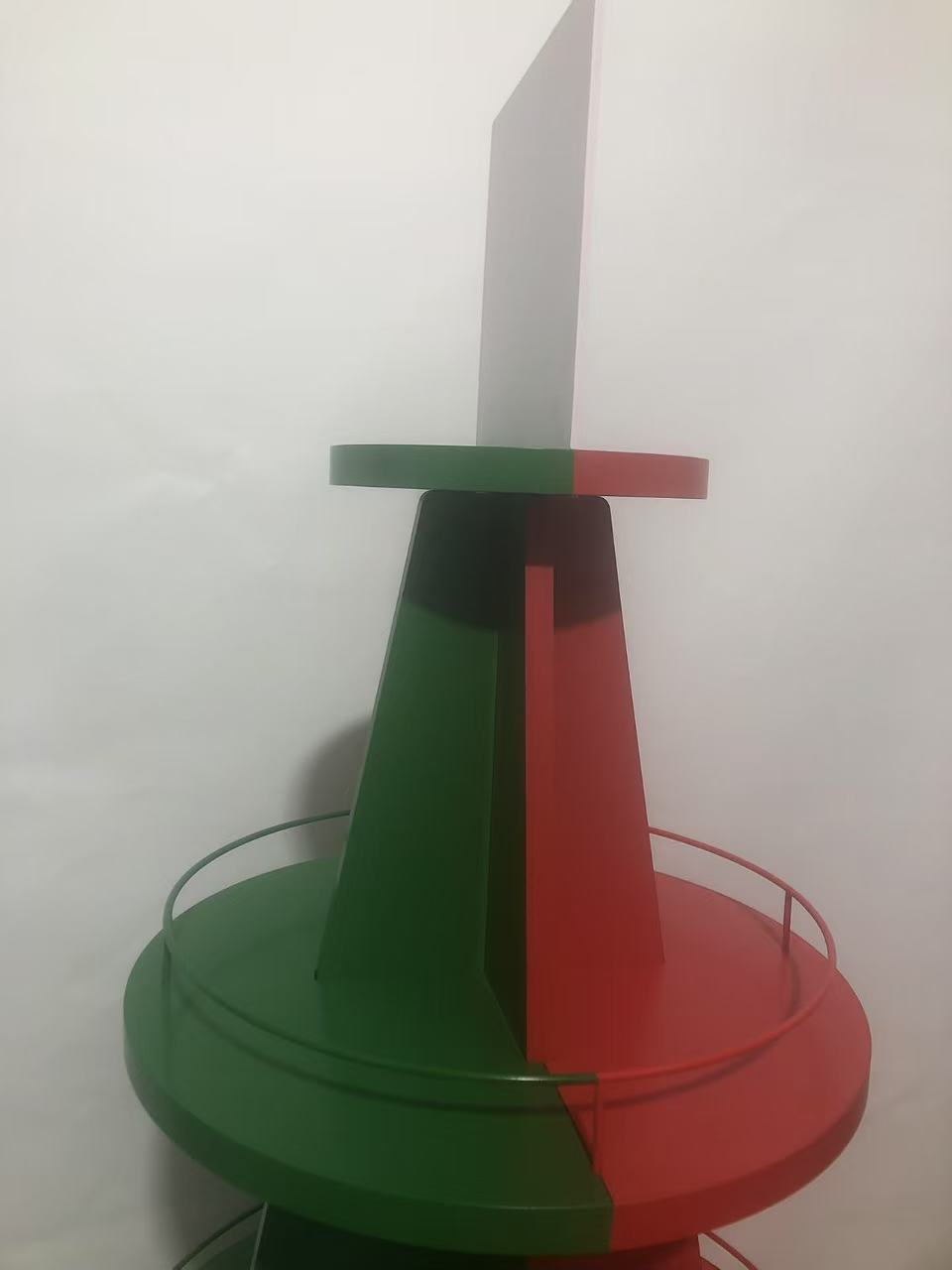 Wood Wine Beverage Display Stand 4-Sided Four-Layer Pyramid Shape Floor Stand with Custom Logo for Advertising in Retail Shops — view 2