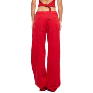 Wholesale Price Fashion Casual Washed Street Unisex Style Low Rise Baggy Fit Red <b>Jeans</b> - Product Image 4