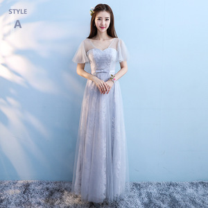 Eleganti Abiti da Sera Economici in Pizzo Grigio per Ragazze, Abiti da <span class=keywords><strong>Damigella</strong></span> per Matrimoni - Product Image 6