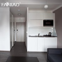 Vente en gros Mini Kitchenette Évier Robinet Charnière Tiroir Panier Acrylique Panneau de Porte pour Hôtel Cuisine Appartement Cabinet Projet