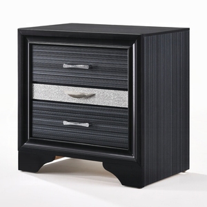 Black Finish <b>Storage</b> <b>Drawers</b> Nightstand Wooden Bedroom Furniture 1pc - Product Image 2