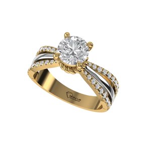 Anillo de Diamante Cultivado en Laboratorio con Corte Súper Redondo, Anillos de Oro de 9kt, 14kt, 18kt para Anillos de Compromiso para Mujer - Product Image 1