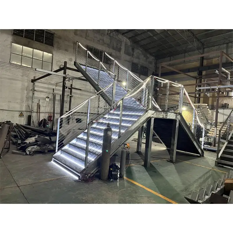 Outdoor metal fire escape staircase /exterior prefab mild steel stairs