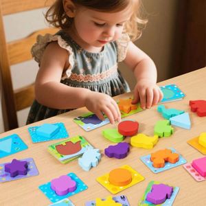 Colorful Wooden Dinosaur Stacking Blocks Matching Game <b>Puzzle</b> Educational Toy for 2-4 Year Old Boys and Girls - Product Image 1