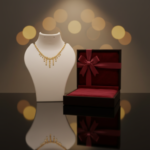 Ensemble de collier à maillons texturés dorés avec accents verticaux et boucles d'oreilles assorties pour les bijoux quotidiens des femmes - Product Image 1