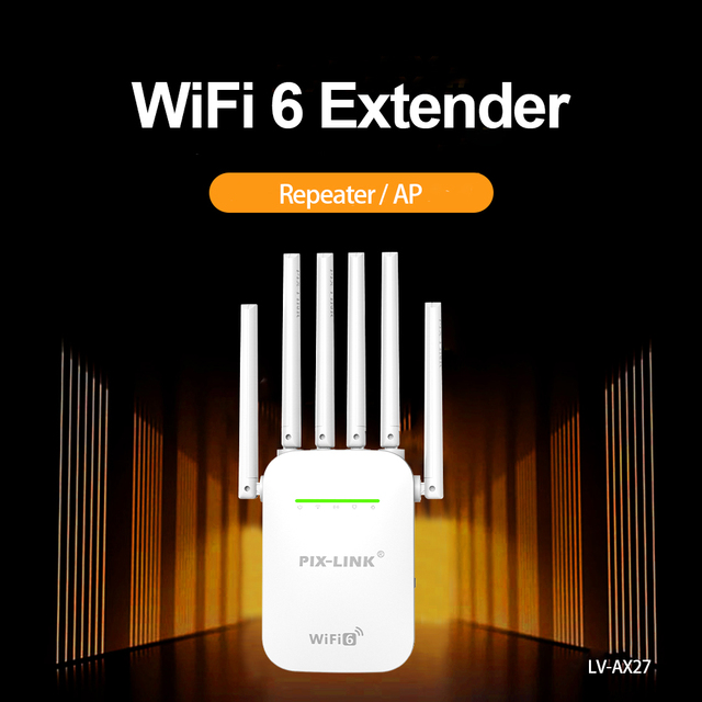 PIX-LINK 1800Mbps WiFi 6 Extender AX1800 Dual Band 2.4/5G Wireless Repeater Signal Amplifier Long Range Signal Booster for Home