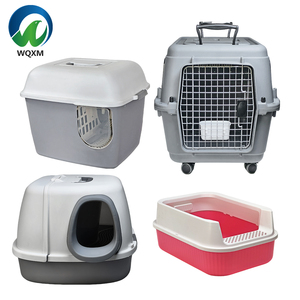Nouvelle cage de transport <span class=keywords><strong>pour</strong></span> animaux de compagnie en plastique ABS à motif uni, avec porte en fer amovible et fermeture à bouton, <span class=keywords><strong>pour</strong></span> chats et chiens, idéale <span class=keywords><strong>pour</strong></span> la voiture, couleur gris - Product Image 1