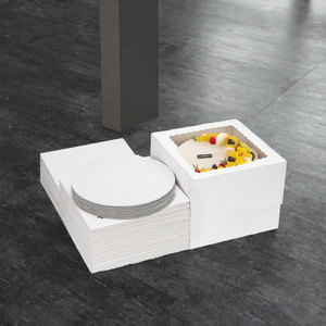 กล่องกระดาษแข็งสีขาวขนาด 10x10x8 นิ้ว จำนวน 40 ชิ้น สำหรับใส่เบเกอรี่ กล่องเก็บเค้กแบบใช้แล้วทิ้ง มีหน้าต่าง สำหรับเค้กแบบหลายชั้น พร้อมลายปั๊ม - Product Image 3