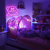 Enseigne néon LED Kirby faite à la main en acrylique, motif dessin animé, publicité de jeu, décoration murale de bar, alimentée par piles, étanche IP54
