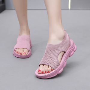 Sandales plates décontractées pour femmes, nouvelle mode estivale, tissu supérieur souple avec semelle épaisse, chaussures à enfiler - Product Image 3