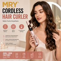MRY Fer à boucler sans fil de voyage, baguette à boucler rechargeable USB, styler capillaire, baril de 25 mm, 4000 mAh, 3 réglages de chaleur, vente en gros