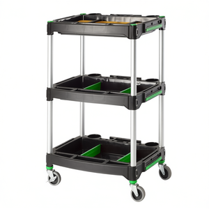 Three Tier Utility <b>Cart</b> With Wheels And Storage Compartments <b>For</b> Garage Or Workshop Use - Product Image 2