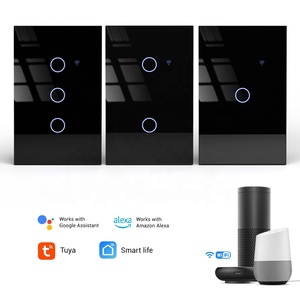 Flush Montado Duplo Interruptor De Luz Em Casa Inteligente Preto Branco De Vidro Temperado Wifi 2.4GHz Interruptor De Parede Fio Neutro ou Capacitor - Product Image 4