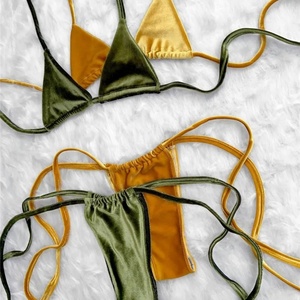 Traje de Baño OEM con Logotipo 3D Personalizado, Traje de Baño de Lujo, Bikini Triangular Mini de Primera Calidad, Conjunto de Traje de Baño para Mujer - Product Image 3