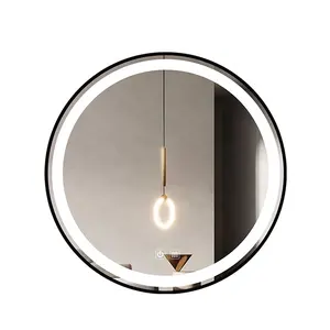 Fashion Round Mirror Bathroom LED Mirror With Antifog With Black Frame