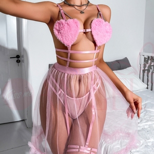 KISS <span class=keywords><strong>ME</strong></span> ANGEL Sweet Girl Sexy tentation cave-through traforata gonna <span class=keywords><strong>per</strong></span> dormire rosa Love Sexy abbigliamento da notte Babydoll Nighty - Product Image 3