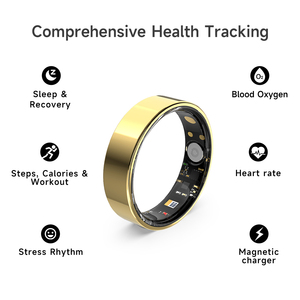 Trao đổi chất Tracker thiết bị thông minh ringssmart Vòng sức khỏe Tracker bóng đá thể dục cảm biến chuyển động lo lắng nhẫn cho nam giới phong cách - Product Image 4