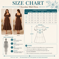 Robe midi en gros en coton doux à col en V et manches courtes, coupe trapèze, pour femme, marron chocolat, décontractée, avec logo personnalisé, OEM