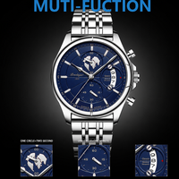 Montre homme Poedagar 989 de haute qualité, classique, en acier inoxydable, à quartz, étanche et lumineuse.