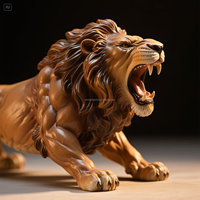 Sculptures d'animaux en résine et en bois, lion, vente chaude, sculptées à la main, décoration d'intérieur, statue