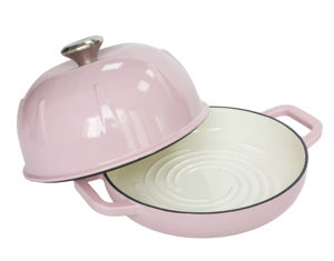 Plat à pain <span class=keywords><strong>en</strong></span> <span class=keywords><strong>fonte</strong></span> émaillée avec couvercle, plat de cuisson peu profond et large pour la cuisson du pain artisanal au levain, plat polyvalent - Product Image 1