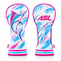 ASL GOLF Housse de tête de club de golf en PU, imperméable, légère, durable, portable, entièrement brodée, personnalisable, motif imprimé intégral, haute élasticité