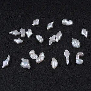 Irregular loose white rhombus shape freshwater pearl beads for jewelry making